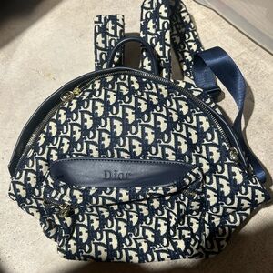 Dior Blue and White Logo Backpack